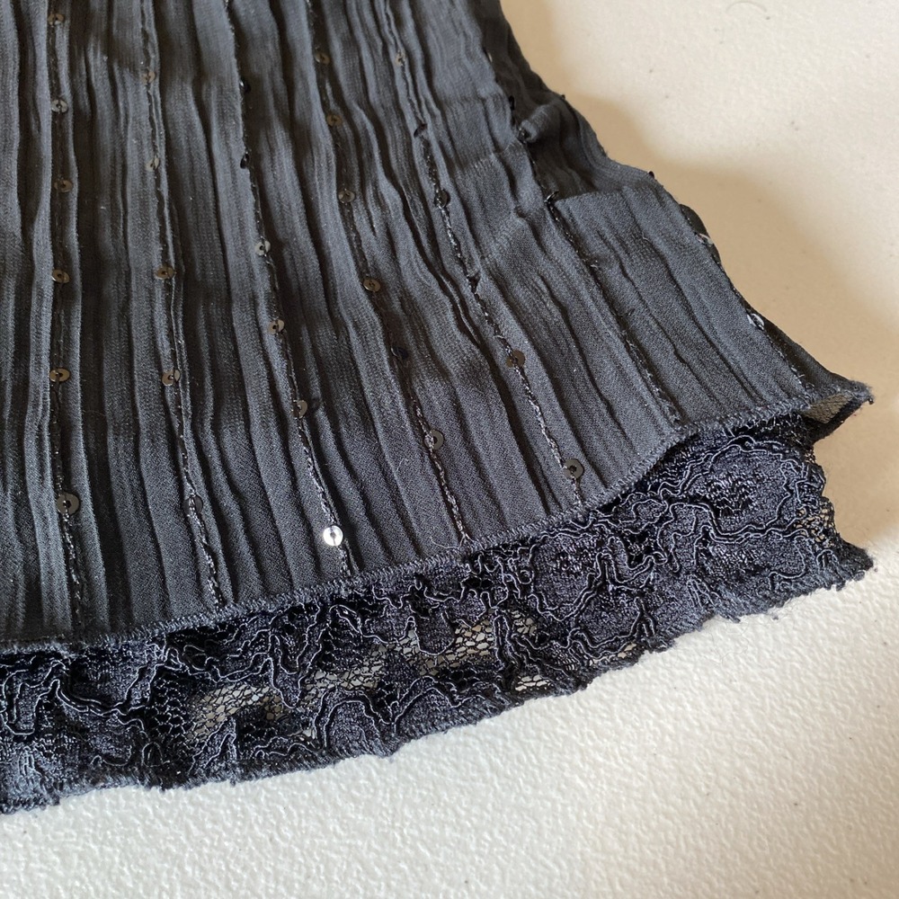 Vintage Y2K Lace/Sequins Babydoll Black Tank Whimsygoth Fairy Gauzy Studio 1940 - Picture 2 of 15